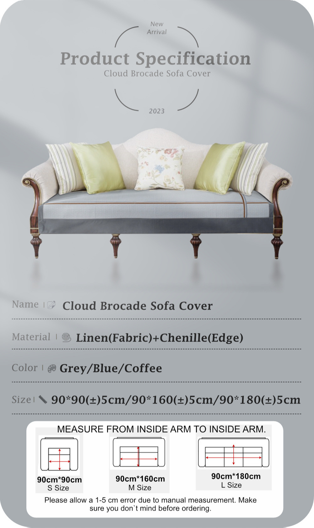 Cloud Brocade Sofa Cover-8